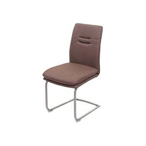 Mendler Eetkamerstoel HWC-H70, keukenstoel sledestoel stoel, stof/textiel roestvrij staal geborsteld ~ bruin - bruin Weefsel 73927