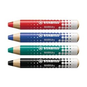 Stabilo MARKdry potlood voor whiteboards, etui van 4 stuks in geassorteerde kleuren - 648/4
