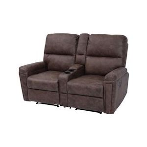 Mendler 2-zits bioscoopfauteuil HWC-K17, relaxfauteuil TV fauteuil bank, nosa ophanging bekerhouder vak ~ stof/textiel bruin - bruin Textiel 89375+89376+89377