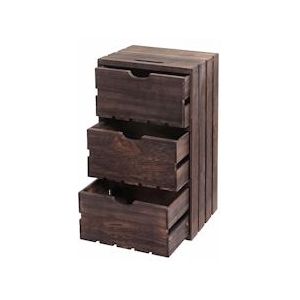 Mendler Ladekast HWC-C62, houten ladekast, shabby-look vintage 3 laden 53x32x26cm ~ bruin - bruin Hout 66150