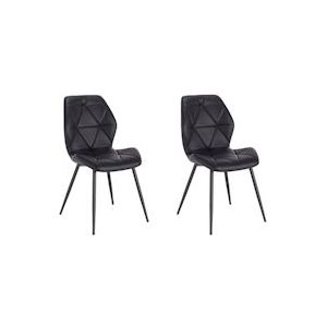 SVITA JAMIE set van 2 eetkamerstoelen gestoffeerde stoel zonder armleuningen kunstleer zwart - zwart Synthetisch materiaal 91111