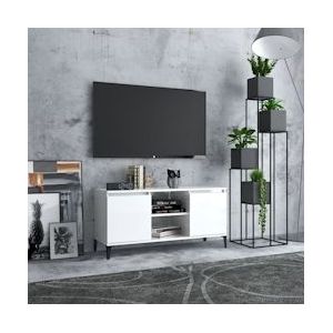 vidaXL Tv-meubel met metalen pootjes hoogglans wit 103,5x35x50 cm - 805974