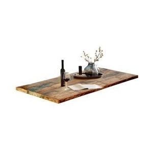 SIT Möbel Tafel | gerecycled oud hout kleurrijk | Plaatdikte 40 mm | Metalen frame zwart | B 200 x D 100 x H 76 cm | 16073-11 | Serie TOPS & TABLES - meerkleurig Multi-materiaal 16073-11