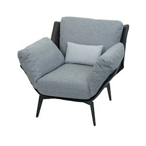 Mendler Fauteuil HWC-L82, lounge fauteuil cocktail fauteuil gestoffeerde fauteuil relax fauteuil, imitatieleer stof/textiel metaal ~ zwart - zwart Textiel 101740