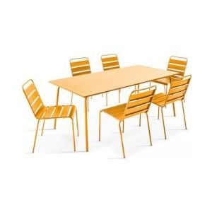 Oviala Business Set van tuintafel en 6 gele metalen stoelen - geel Staal 105020