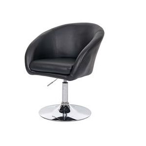 Mendler Eetkamerstoel HWC-F19, keukenstoel draaistoel loungestoel, in hoogte verstelbaar ~ kunstleer zwart - zwart Synthetisch materiaal 69247