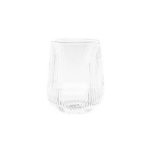 Mulex Pak van 2 waterglazen glazen drinkglazen set geribbeld 430ml transparant - transparant Glas MX-151439-1x