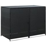 VidaXL Containerberging Dubbel 148x80x111 cm Poly Rattan Zwart