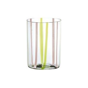 Tirache Zafferano glas in groen-amethist tweekleurig borosilicaatglas, doos met 6 stuks - TR00113