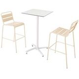 Oviala Business Terrazzo laminaat hoge tafel en 2 ivoorkleurige stoelen set - beige 110551