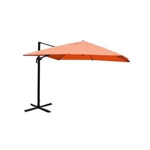 Mendler Zweefparasol HWC-A96, parasol, 3x4m (Ø5m) polyester/aluminium 26kg ~ terracotta zonder voet, draaibaar - oranje Textiel 134330+122472