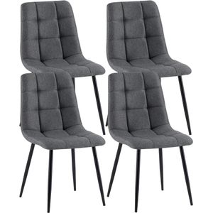 CLP Set van 4 eetkamerstoelen Antibes stof donkergrijs - 323380