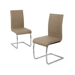 SVITA Set van 2 eetkamerstoelen Gestoffeerde stoel Bureaustoel Stoelen kunstleer Taupe - 90563