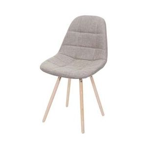 Mendler Eetkamerstoel HWC-A60 II, stoel keukenstoel, retro jaren 50 design ~ stof/textiel crème-grijs - beige Textiel 74331