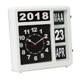 Perel Flip klok met kalender, vierkant, analoog, 31 x 31 cm, Nederlandse versie