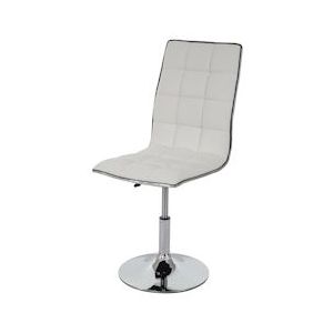 Mendler Eetkamerstoel HWC-C41, stoel keukenstoel, in hoogte verstelbaar draaibaar, kunstleer ~ wit - wit Textiel 74273