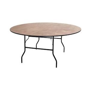 Oviala Business MobeventPro ronde houten klaptafel buffet traiteur 170 x 170 x 76cm - bruin Massief hout 102345