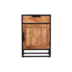 SIT Möbel Ladekast | 1 deur, 1 lade | Mangohout naturel | Metaal zwart | B 67 x D 42 x H 62 cm | 14354-01 | Serie SIDNEY - meerkleurig Multi-materiaal 14354-01