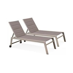 Oviala Business Set van 2 taupe aluminium ligstoelen - Oviala - grijs Aluminium 104855