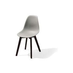 Keeve Stapelbare stoel grijs, berkenhouten frame en kunststof zitting, 47x53x83cm (LxBxH), 505FD01SG - 8719979476281
