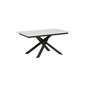 Itamoby Ganty uitschuifbare tafel in Wit Essen 90x160/220 cm met antracietkleurige randstructuur - VE160TBCGANTY-BF-AN