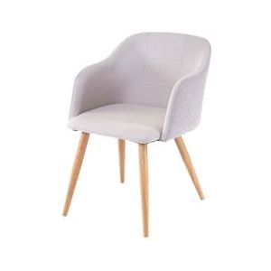 Mendler Eetkamerstoel HWC-D71, stoel keukenstoel, retro design, armleuningen stof/textiel ~ lichtgrijs-grijs - grijs Textiel 75237