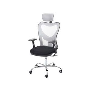 Mendler Bureaustoel HWC-F13, bureaustoel draaistoel, schuiffunctie 150kg belastbaar stof/textiel ~ zwart/grijs - grijs Weefsel 69219
