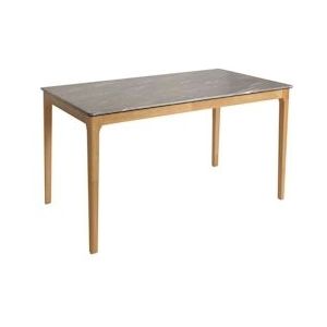 Mendler Eetkamertafel HWC-M55, eettafel, massief hout HDF laminaat melamine 135x80cm, marmer/steen look, lichtgekleurde poten - bruin Massief hout 104642