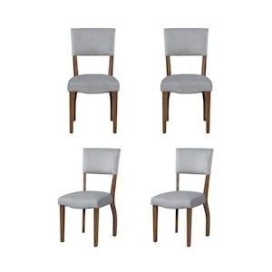 Merax fluwelen eetkamerstoelen set van 4 stoelen moderne minimalistische woonkamer slaapkamer stoelen rubber houten poten grijs - grijs Multi-materiaal 317853AAE-4