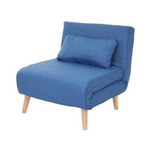 Mendler Slaapbank HWC-D35, slaapbank functionele fauteuil inklapbare fauteuil relaxfauteuil jeugdfauteuil fauteuil, stof/textiel ~ blauw - blauw Textiel 62738