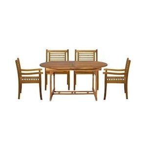 Möbilia 4-delige tuinset | 1 tafel, 4 fauteuils | acaciahout naturel | 31020017 | Serie GARTEN - beige Hout 31020017