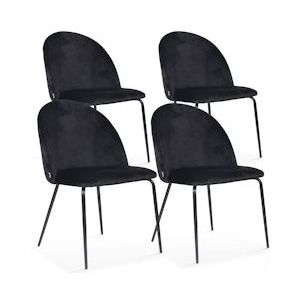 Oviala Business Set van 4 zwart fluwelen stoelen - Oviala - zwart 108106