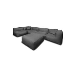 Feel Furniture - Binnen & Buiten bank - Odin - 5 Persoonsbank - Grijs - Met Hocker - 8720874422136