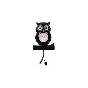 Karlsson Wandklok Owl Pendulum - Zwart - 20x8.5x37.5cm - zwart Kunststof 8714302738715