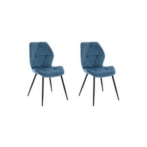 SVITA JAMIE Set van 2 eetkamerstoelen Gestoffeerde stoel zonder armleuningen Fluwelen hoes Blauw - blauw Textiel 91118