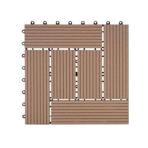 Mendler WPC vloertegel Rhone, houtlook balkon/terras, 11x elk 30x30cm = 1m² ~ Premium, teak offset - beige Hout 57951