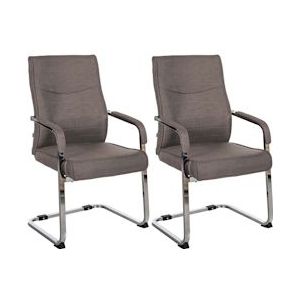 CLP Set van 2 Eetkamerstoelen Hobart stof - donkergrijs - 324482