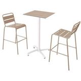 Oviala Business Set van licht eiken laminaat hoge tafel en 2 taupe hoge stoelen - grijs 110593