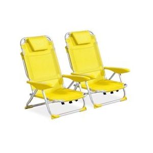 Oviala Business Set van 2 gele polyester strandstoelen - geel 104978