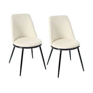 Merax eetkamerstoel (2 stuks), set van 2 keukenstoelen, metalen frame, gestoffeerde stoel voor woonkamer, fluweel, beige - beige Multi-materiaal WF317109AAM