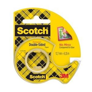 Scotch dubbelzijdige tape 12,7 mm x 6,3 m, dispenser + rolletje - 665H1263