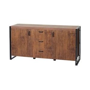 Mendler Dressoir HWC-A27, ladekast kast, 3D structuur 2 opbergvakken 80x160x40cm MVG-gecertificeerd MDF metaal ~ Wild oak look - bruin Hout 57039+57040