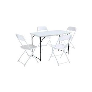 Oviala Business Set van 4 buitenstoelen en tafel 122 cm - Oviala - wit Kunststof 101728