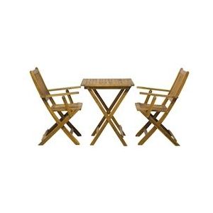 Möbilia 3-delige acacia zitset | 2 fauteuils, 1 tafel | opvouwbaar | natuur - beige Massief hout 31020000