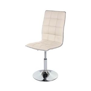 Mendler Eetkamerstoel HWC-C41, stoel keukenstoel, in hoogte verstelbaar draaibaar, kunstleer ~ crème - wit Textiel 74272