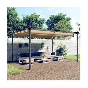 VidaXL Tuinprieel met Uittrekbaar Dak 4x3 m Taupe