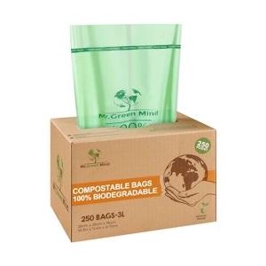 Mr. Green Mind vuilniszakken Bio, 2-3 liter, groen, doos van 250 stuks - 204069