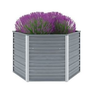 VidaXL Verhoogde Plantenbak 129x129x77 cm - Gegalvaniseerd Staal Grijs