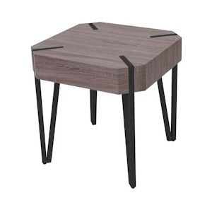 Mendler Salontafel Kos T574, Bijzettafel, 52x50x50cm ~ Donkere eik, donkere metalen poten MVG-gecertificeerd - bruin Hout 45942