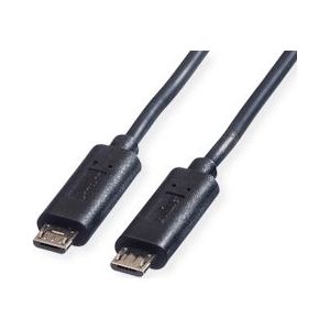 USB Micro B naar USB Micro B OTG oplaadkabel - USB2.0 - tot 2A / zwart - 0,30 meter